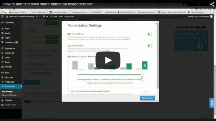 how to add facebook share button on wordpress site